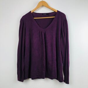 Daisy Fuentes Women's Long Sleeve Pullover Sweater Cotton Blend Purple Size 2X